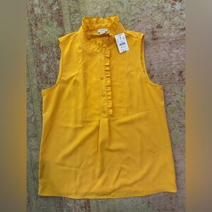 J.Crew Factory Ruffle trim crepe tank, color mustard, size 4